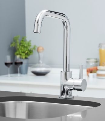EVO ELERA D CHROME MONO SINGLE LEVER KITCHEN SINK MIXER TAP with D SHAPED SWIVEL SPOUT, KTAP007CP EVO ELERA D CHROME MONO SINGLE LEVER KITCHEN SINK MIXER TAP with D SHAPED SWIVEL SPOUT, KTAP007CP